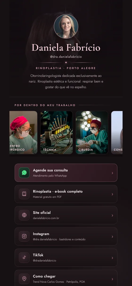 Link da bio da Dra. Daniela Fabrício